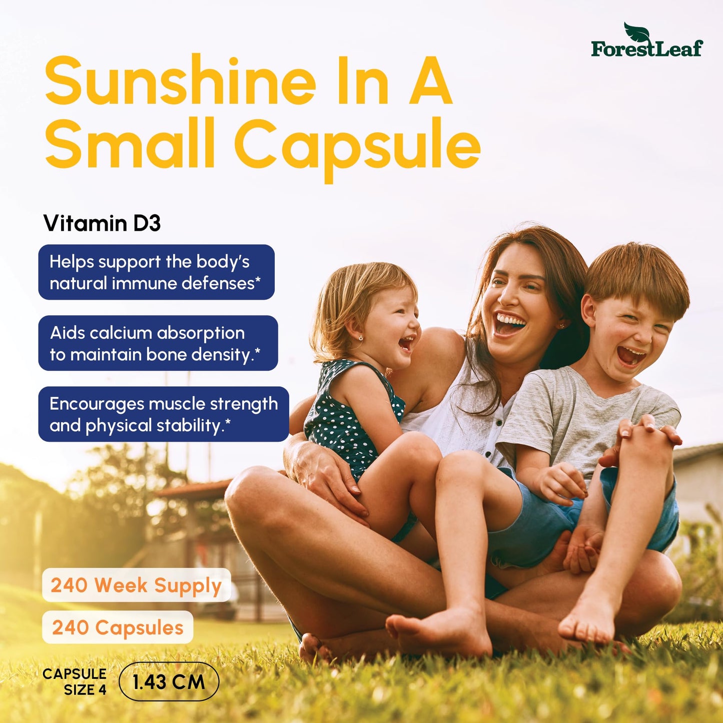 ForestLeaf Vitamin D3 Capsules, 50,000 IU, 120 Count