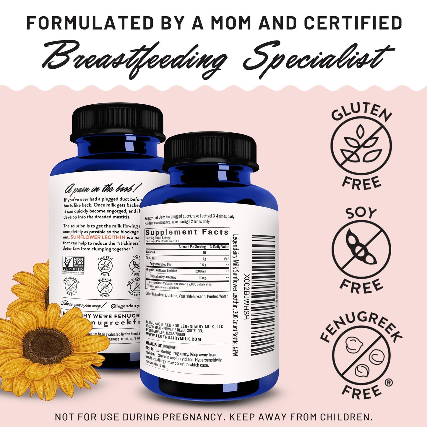 Legendairy Milk Sunflower Lecithin 1200mg 200 Softgels