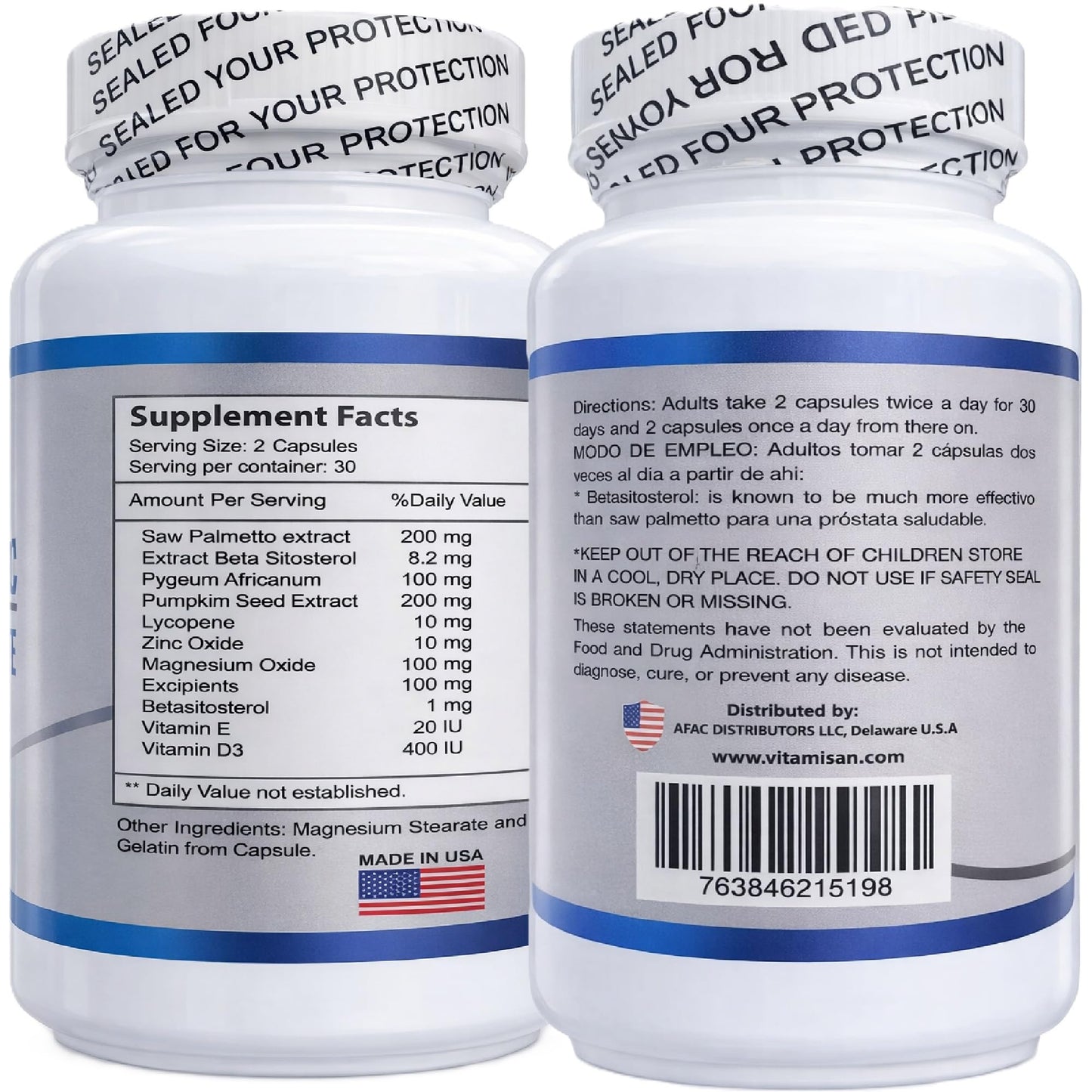 VITAMISAN Prosta Zinc Support Capsules for Men, 120 Count