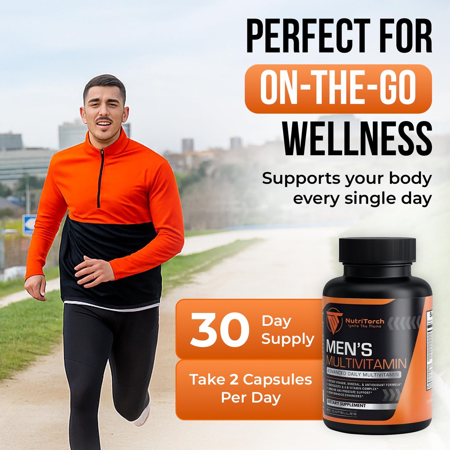 NutriTorch Multivitamin for Men – Adult Dietary Supplement with Vitamins A, C & D, Minerals & Antioxidants for Immune Support, Increased Energy & Mental Alertness Capsule 60 Count