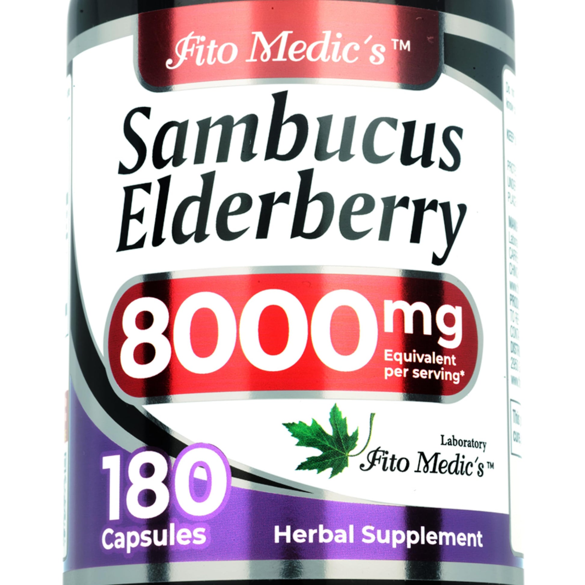 FITO MEDIC'S Lab Elderberry Supplement Sambucus Black Elderberry Capsules, 180 Capsules