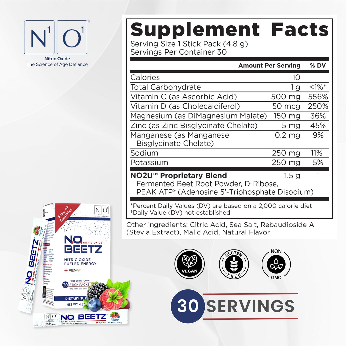 N1O1 N.O. Beetz Nitric Oxide Supplement Powder, 4.87 oz