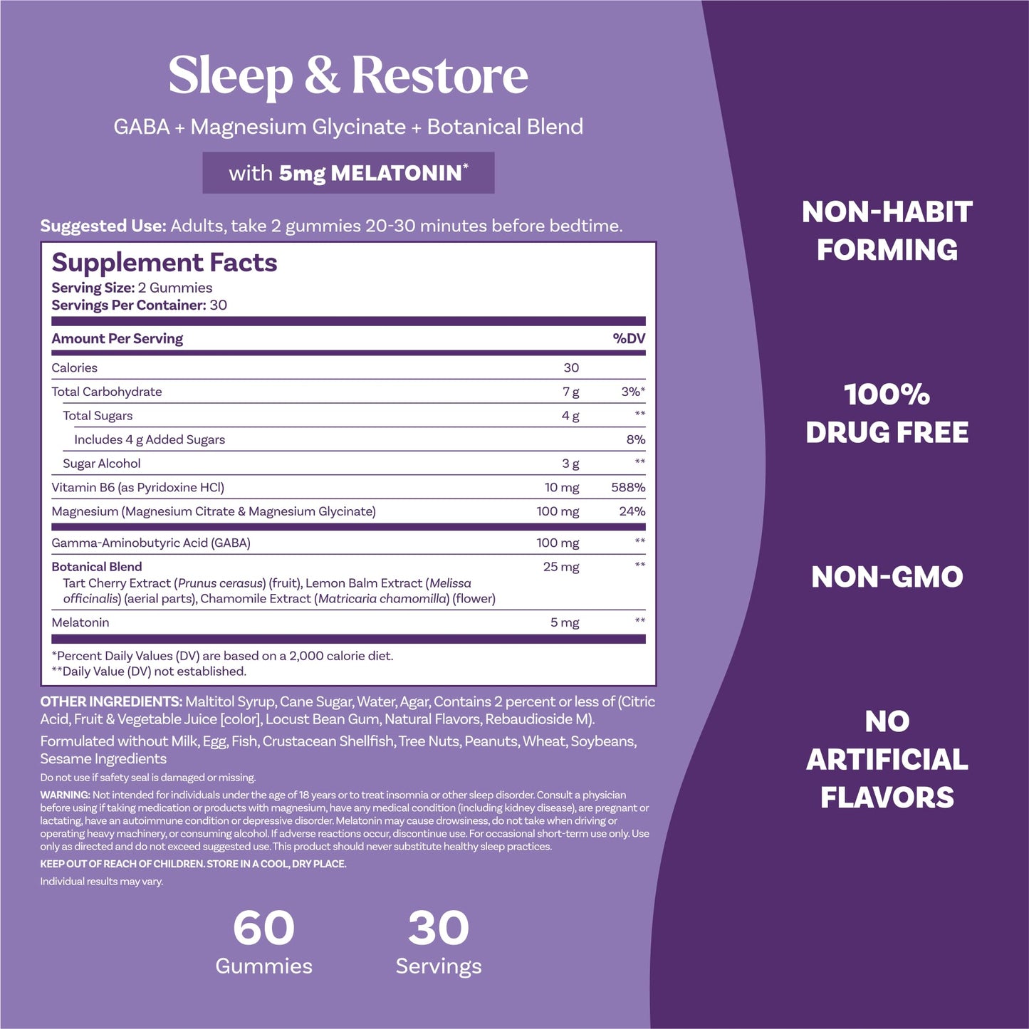 Natrol Sleep + Restore Gummies with Magnesium Glycinate Blend & Melatonin 5mg, Cherry Flavor, 60 Gummies