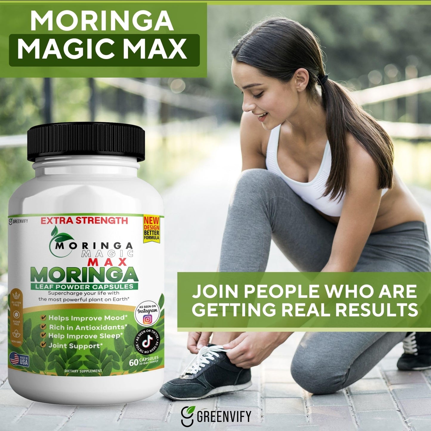 GREENVIFY Moringa Magic Max Extra Strength, 120 Capsules