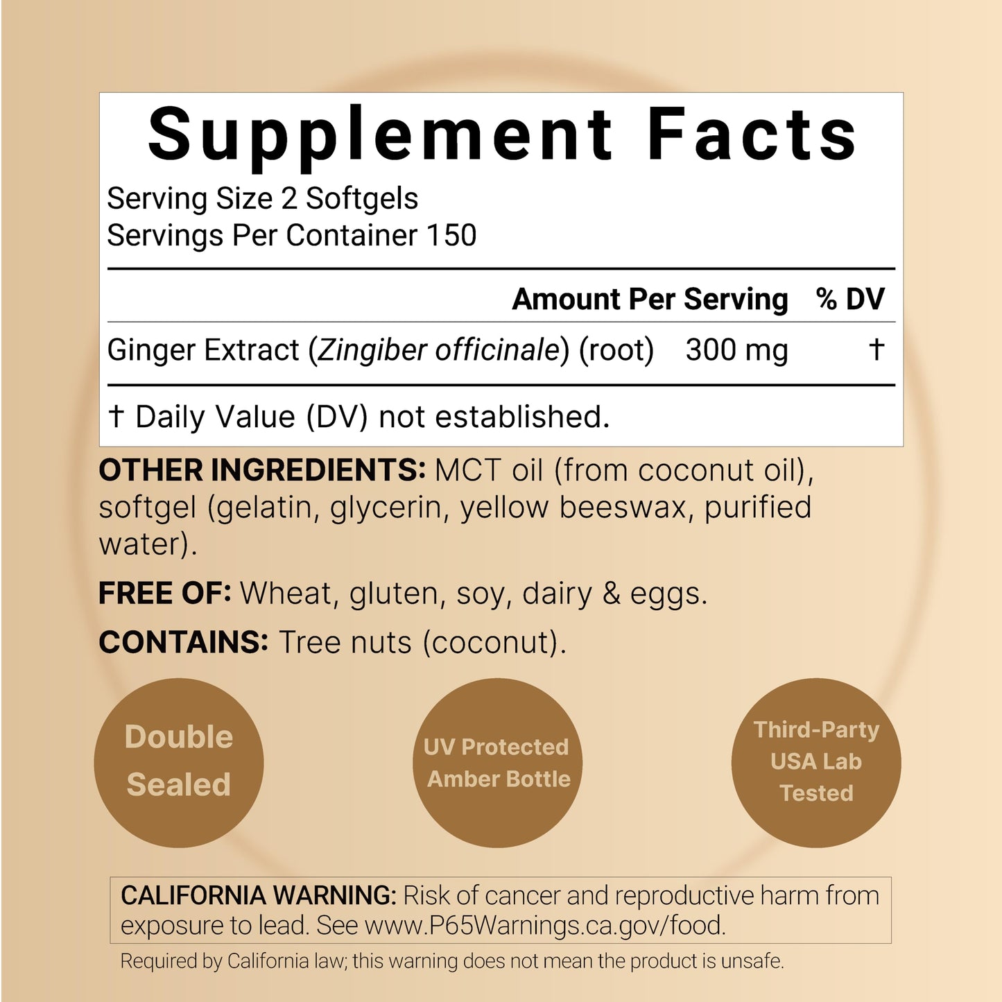 NatureBell Ginger Root Extract with MCT Oil Softgels 300