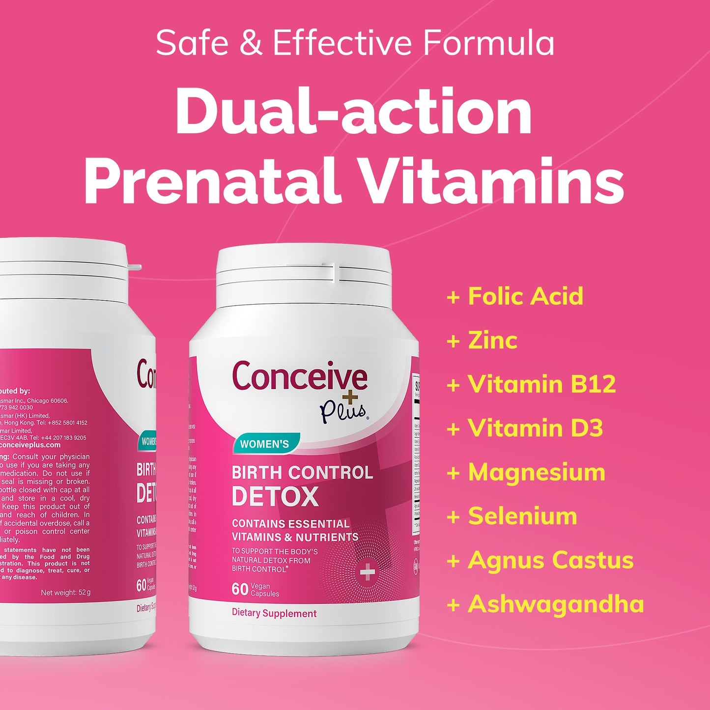 Conceive Plus Fertility Detox After Birth Control Prenatal Vitamins for Women Trying to Conceive, 60 Capsules