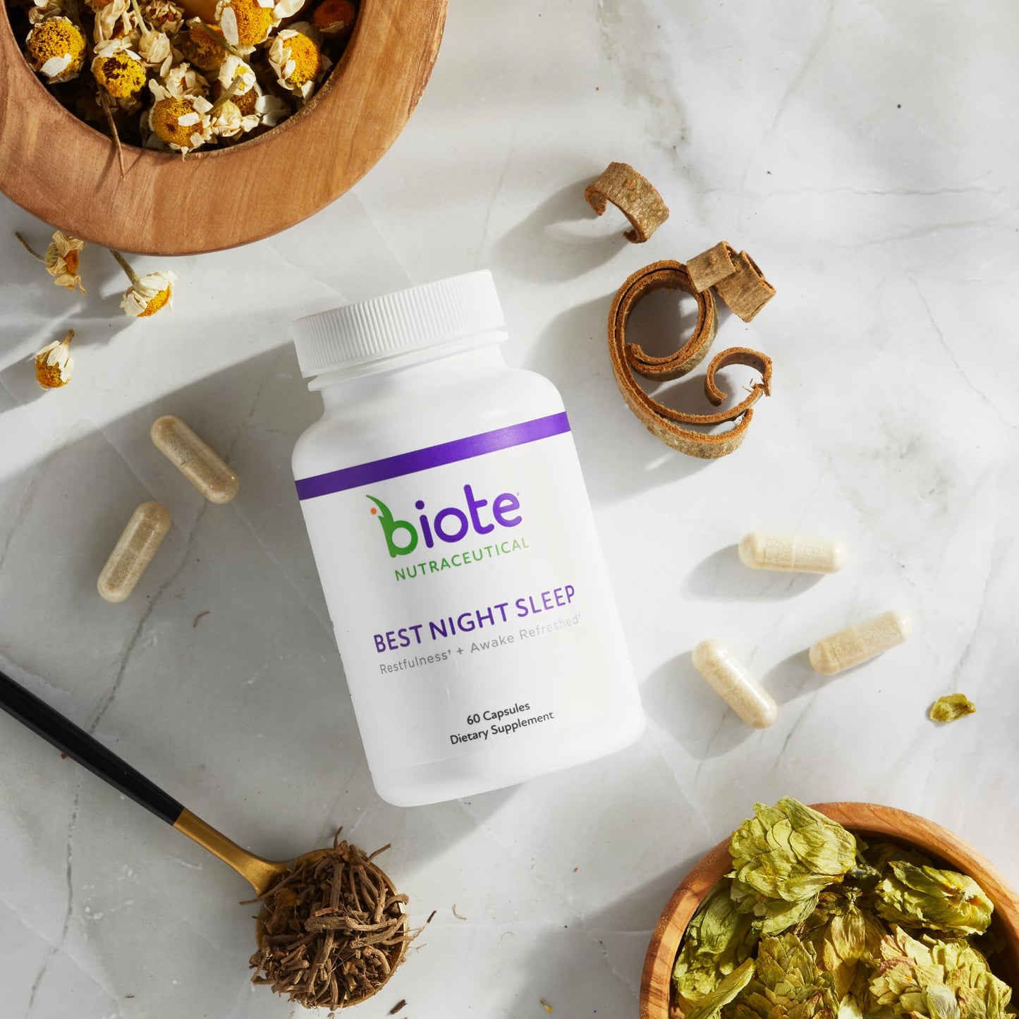 Biote Best Night's Sleep Restfulness and Awake Refreshed Capsules, 60 Count