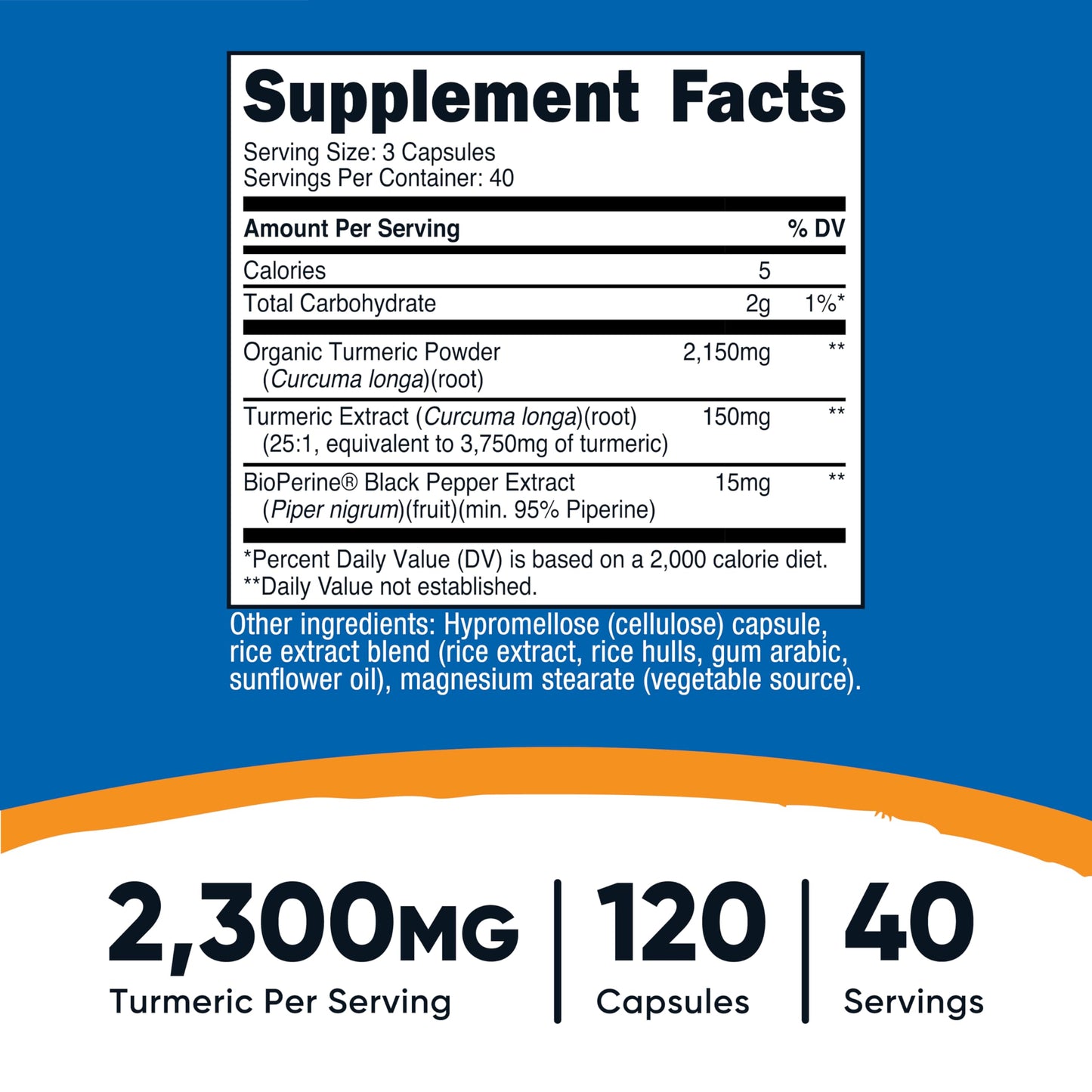 Nutricost Turmeric Curcumin with BioPerine and 95% Curcuminoids, 2300mg, 120 Capsules