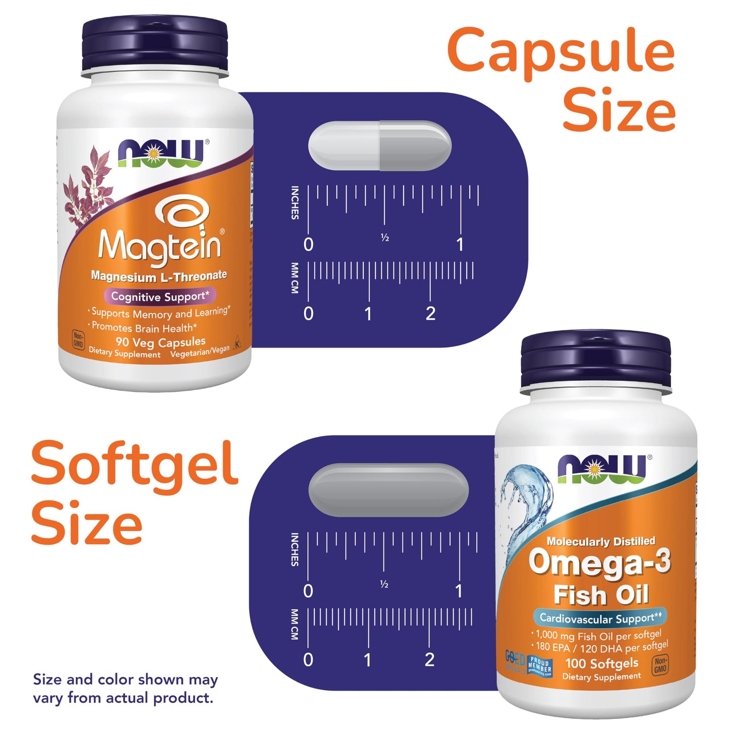 NOW Foods Neuro-Cardio Bundle Magtein + Omega-3 Fish Oil 190 Softgels