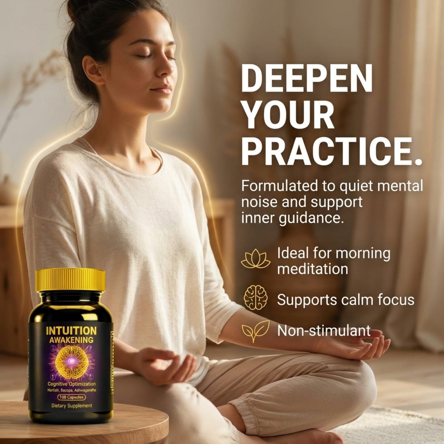 Kailash Herbals Mental Clarity & Calm Focus Ayurvedic Nootropic with Shankhpushpi, Bacopa, Haritaki & Ashwagandha Capsule, 100 Count