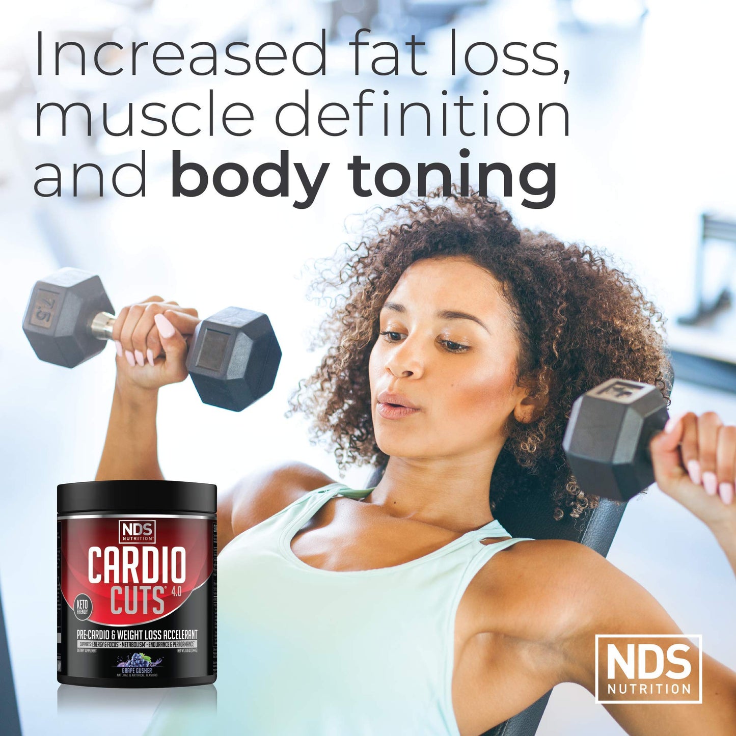 Cardio Cuts NDS Nutrition 4.0 Pre Workout Supplement - Advanced Weight Loss and Pre Cardio Formula with L-Carnitine, CLA, MCTs, L-Glutamine, and Safflower Oil - Grape Powder 8.6 Ounce