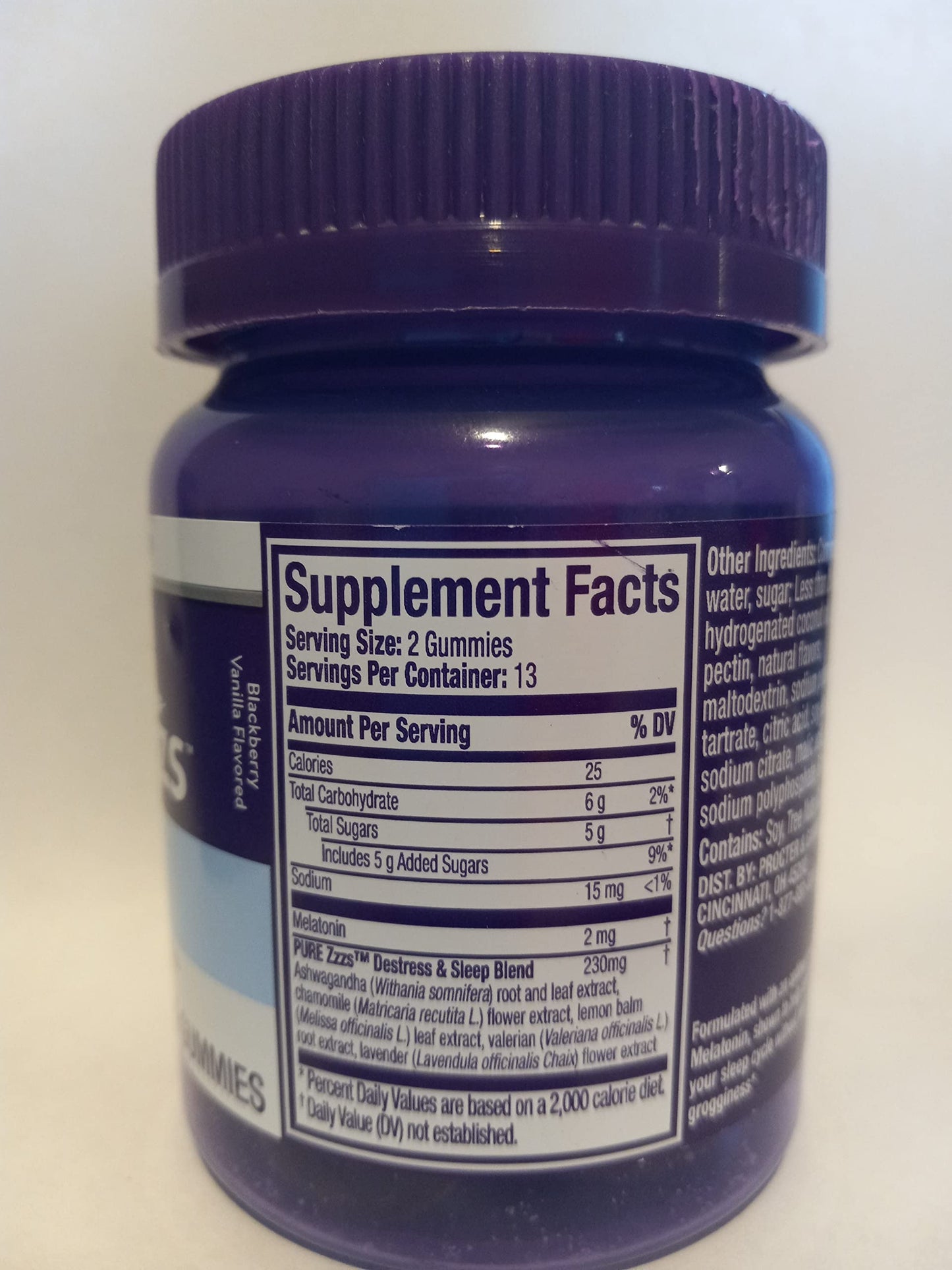 Vicks ZzzQuil Pure Zzzs Sleep + DE-Stress Melatonin + Ashwagandha Gummy, 26 Gummies