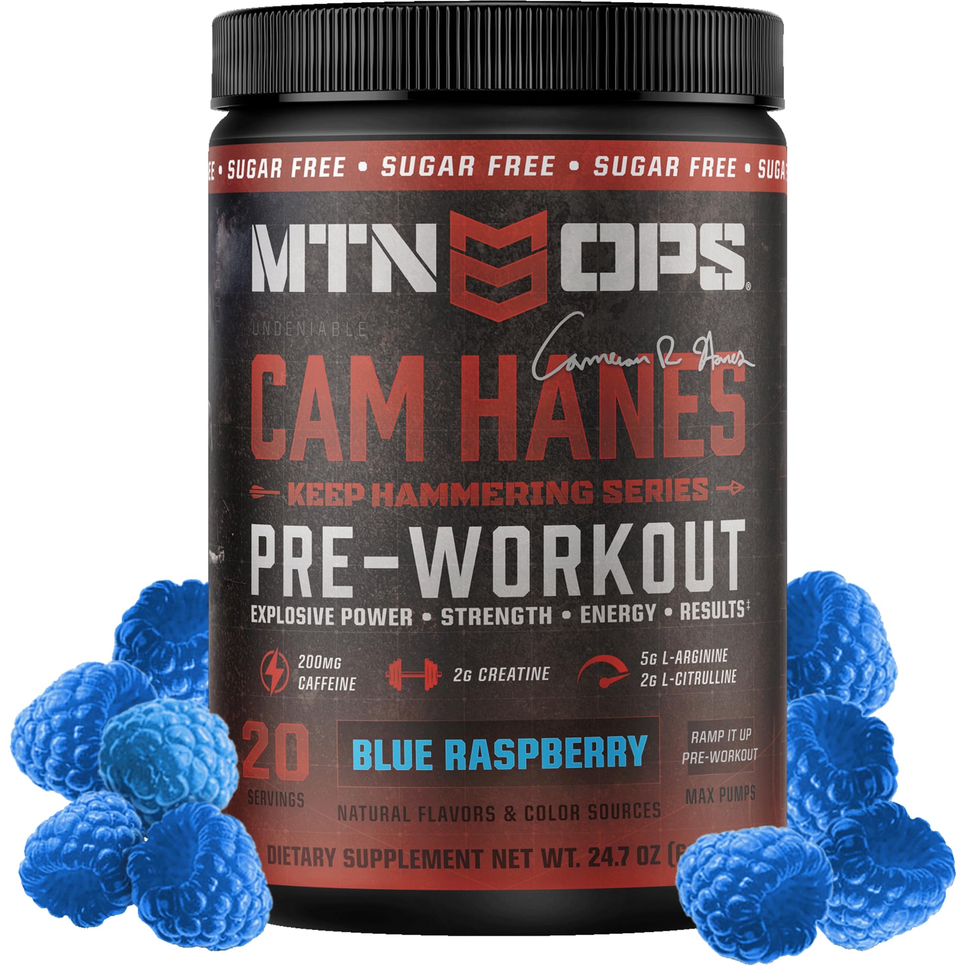 MTN OPS Yeti Pre-Workout with Creatine Blue Raspberry Powder 16.9