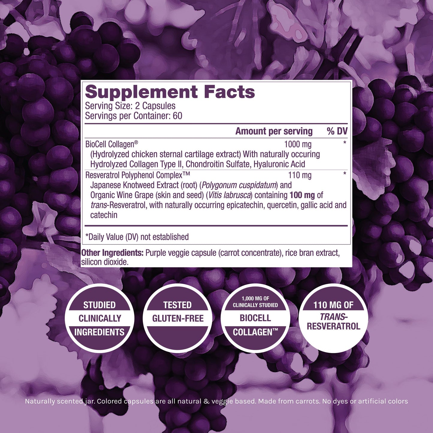 ResVitale Collagen Enhance - Beauty Supplement with Hyaluronic Acid & Resveratrol, 120 Capsules