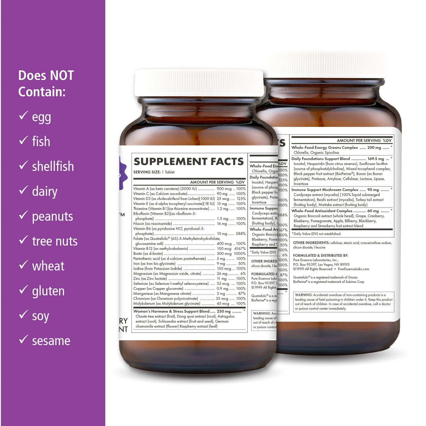 Pure Essence Labs One N Only Multivitamin for Women Tablets 90