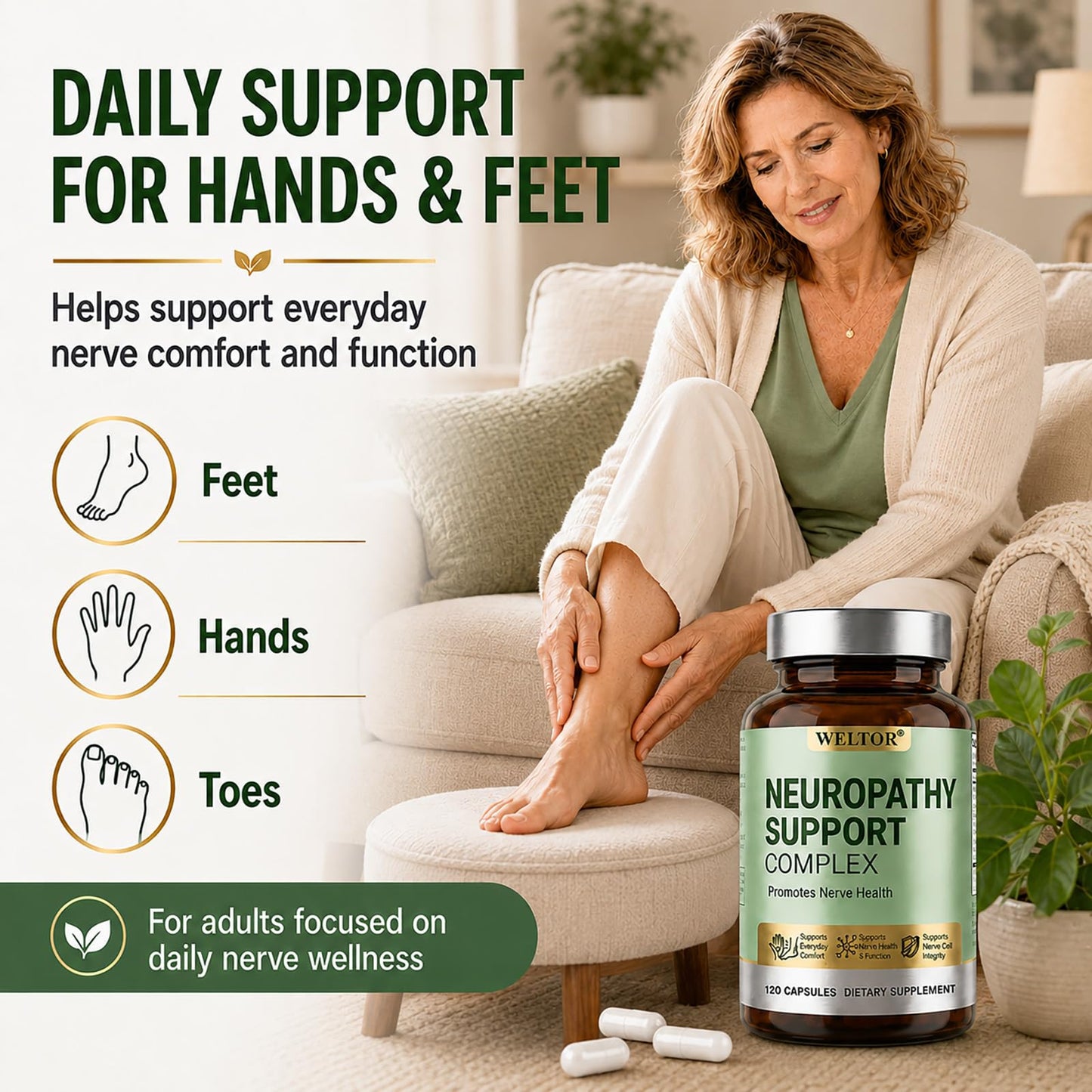 WELTOR Nerve Savior for Neuropathy Support Feet and Hands Capsules 120