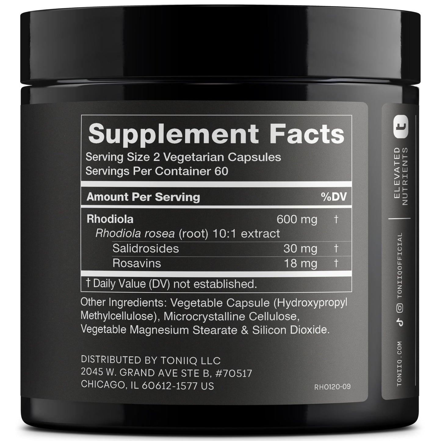 Toniiq Triple-Strength 600mg Rhodiola Rosea Capsules, 120 Count