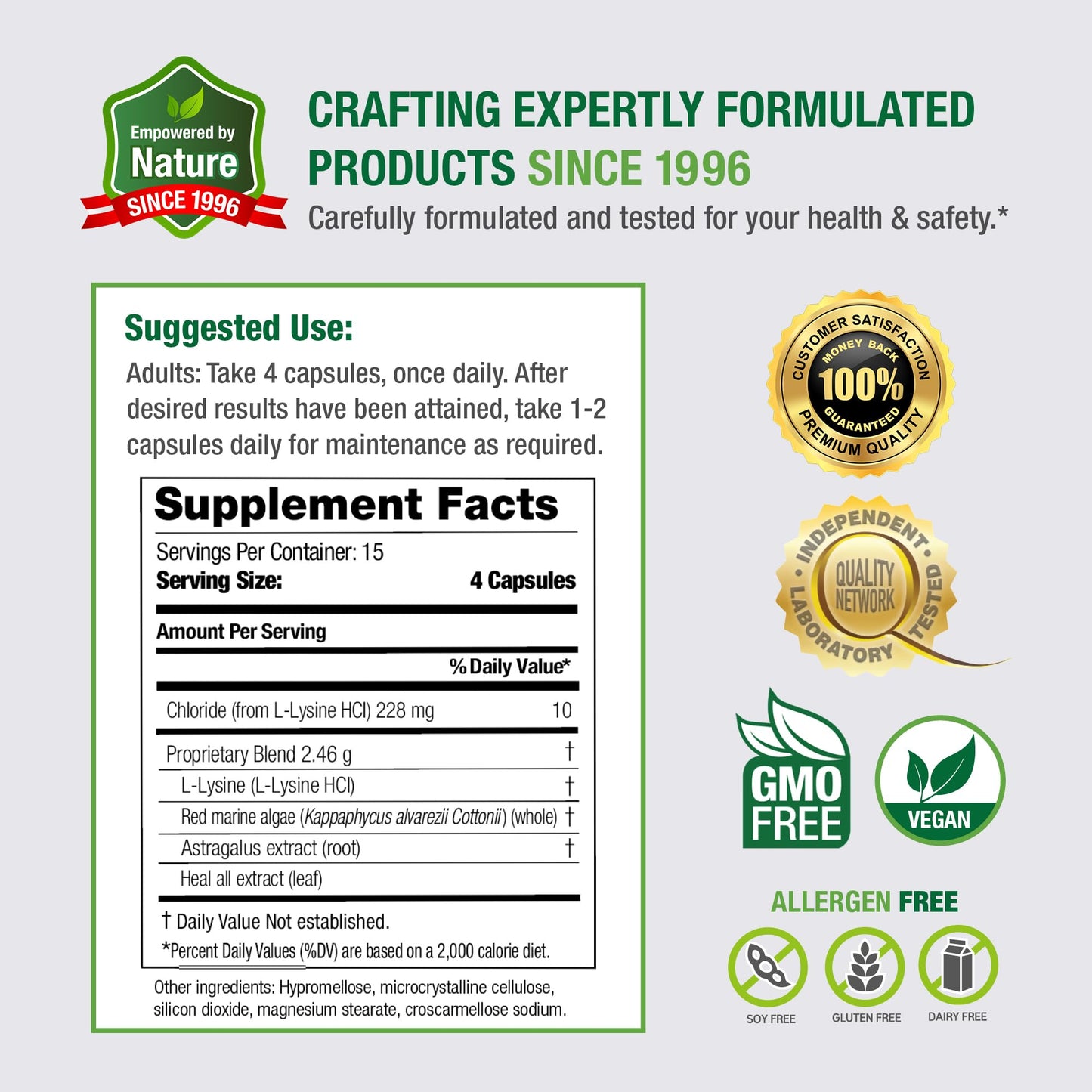 Bell Virux L-Lysine & Red Marine Algae Immune Support Capsule 60 Count