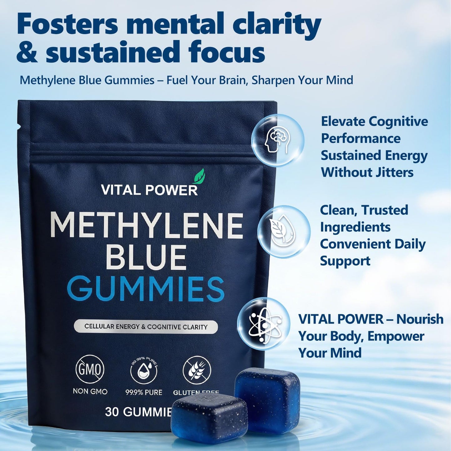 VITAL POWER Methylene Blue Gummies, 30 Count