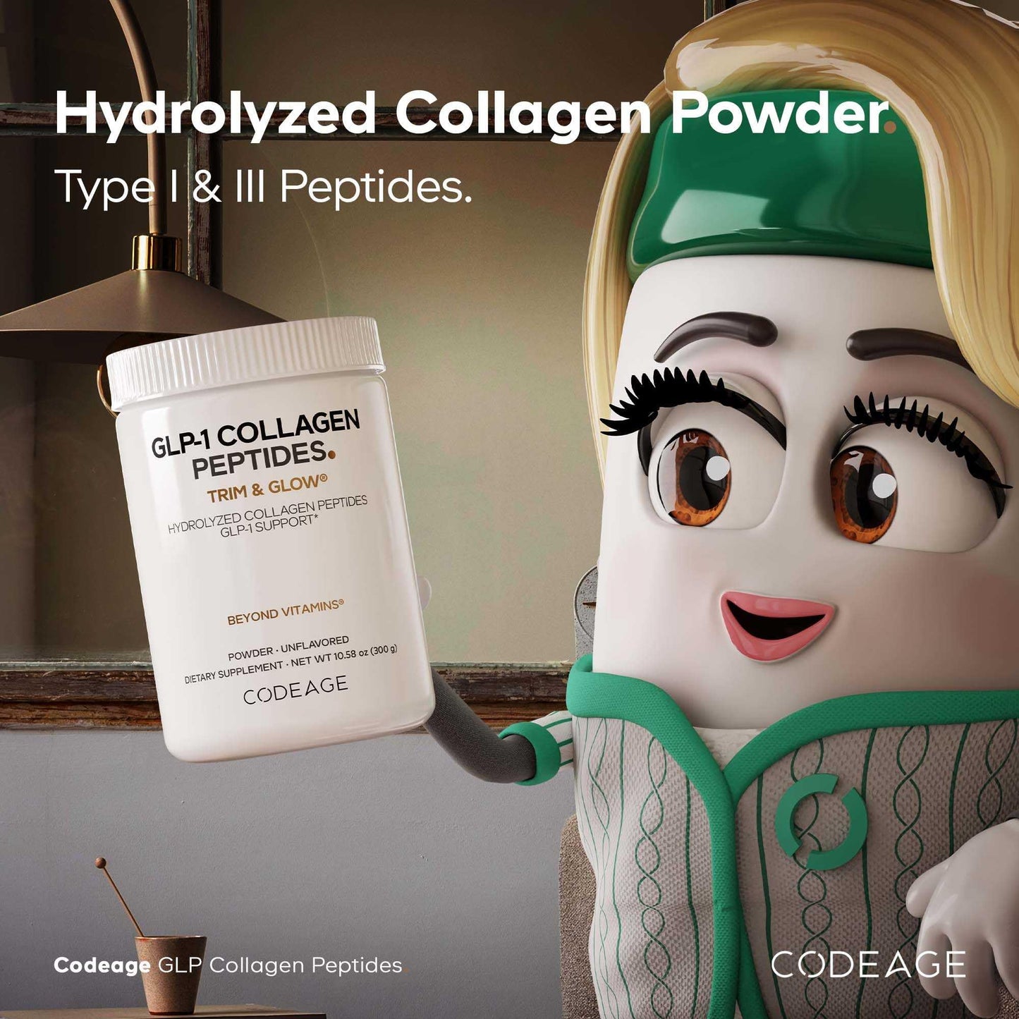 Codeage GLP-1 Collagen Powder Supplement 10.58 Oz