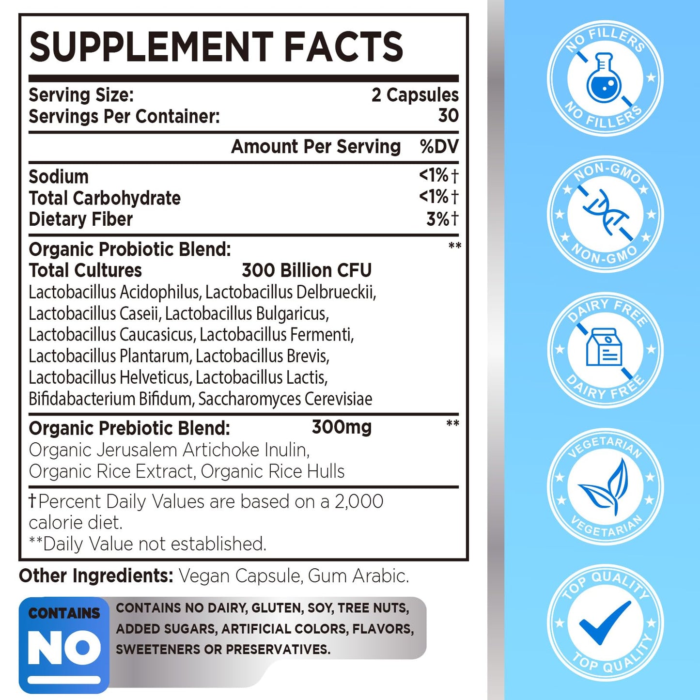 OLOBIO 300 Billion CFU Probiotic, 12 Strains with 3 Organic Prebiotics, 120 Capsules
