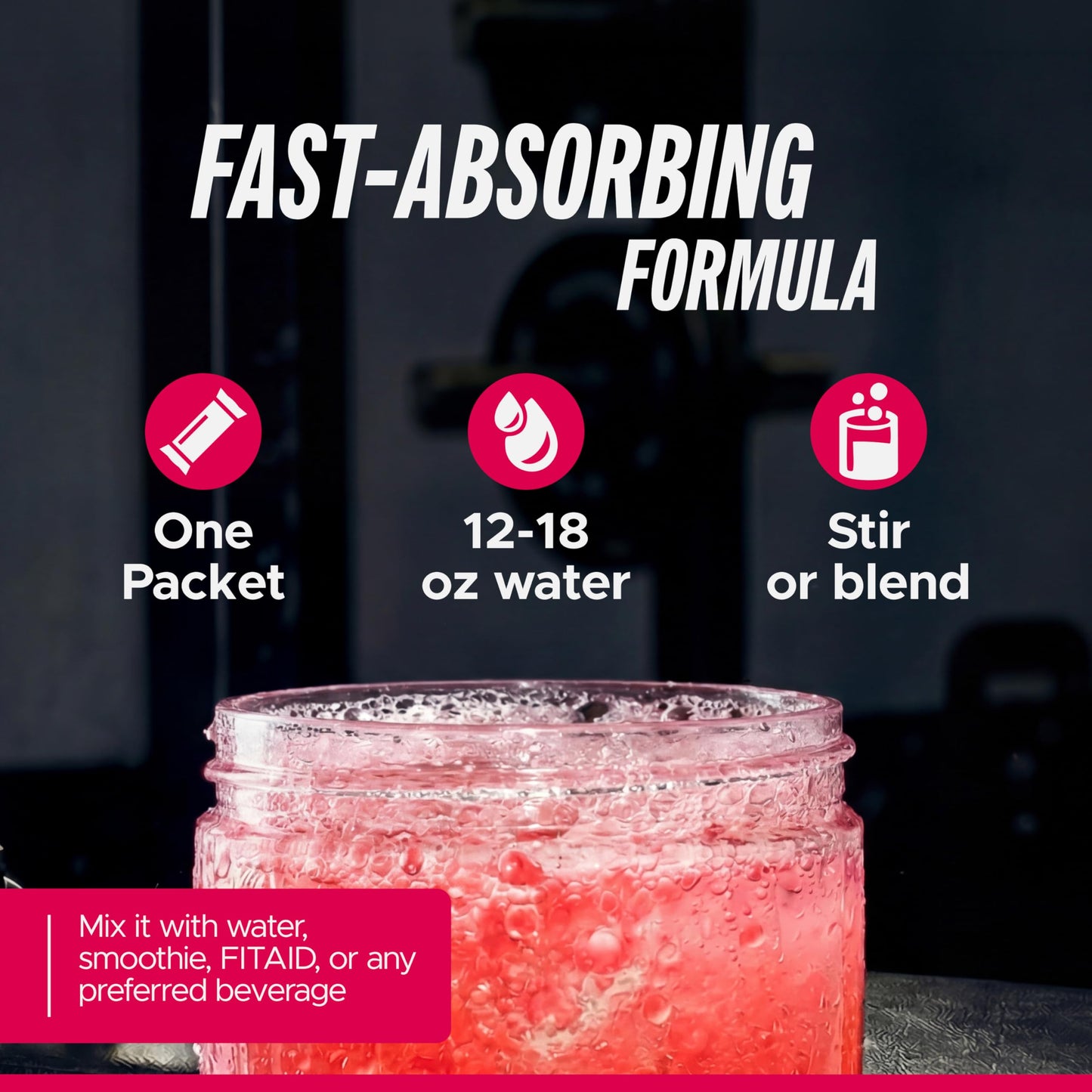 LIFEAID FITAID Creatine Monohydrate Powder, Watermelon Rush Flavor, 14 Single-Serve Packs, 0.22 oz per Pack