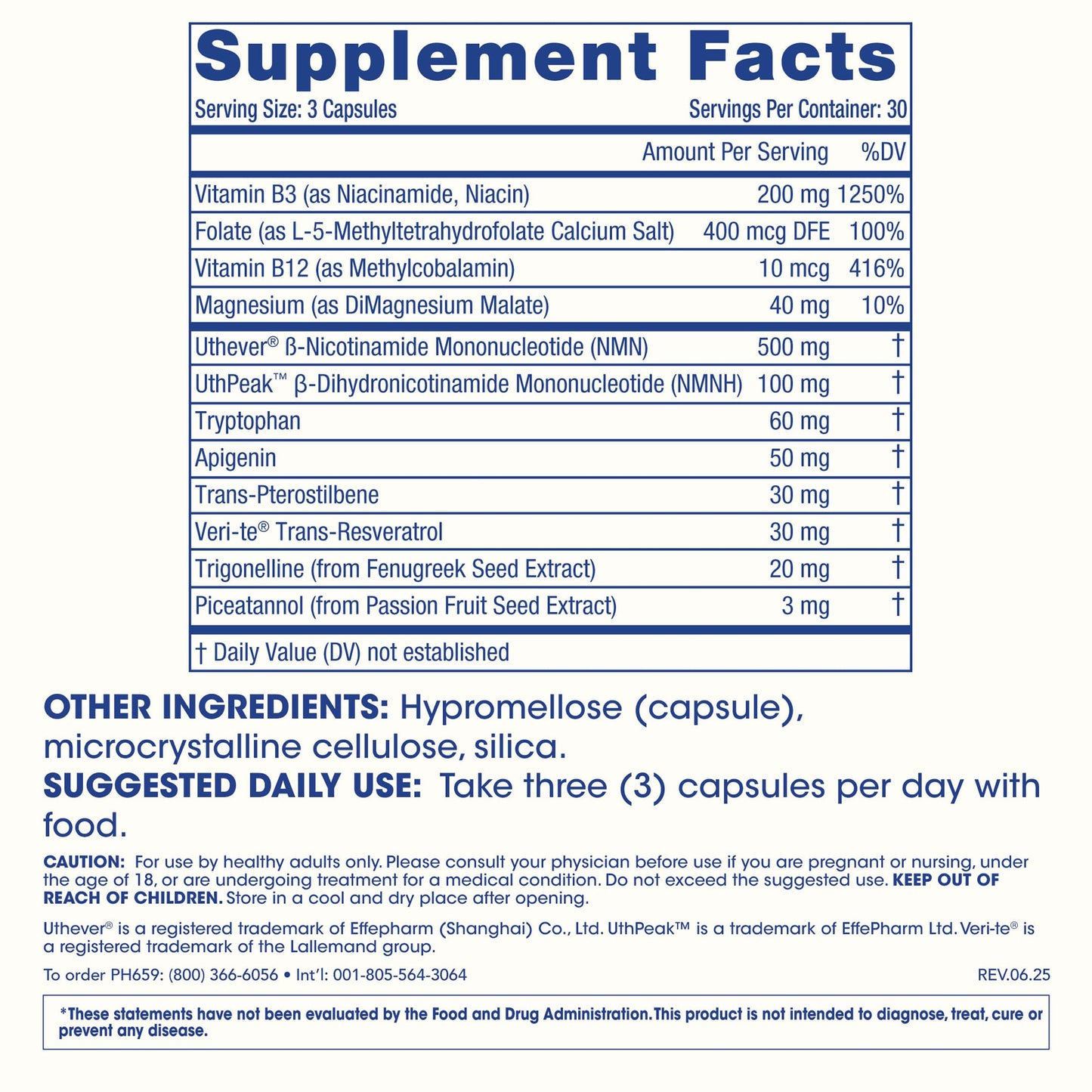 ProHealth NAD Triple Boost™ with NMN 500mg and NMNH 100 mg Plus Apigenin and Trans-Resveratrol, 90 Capsules