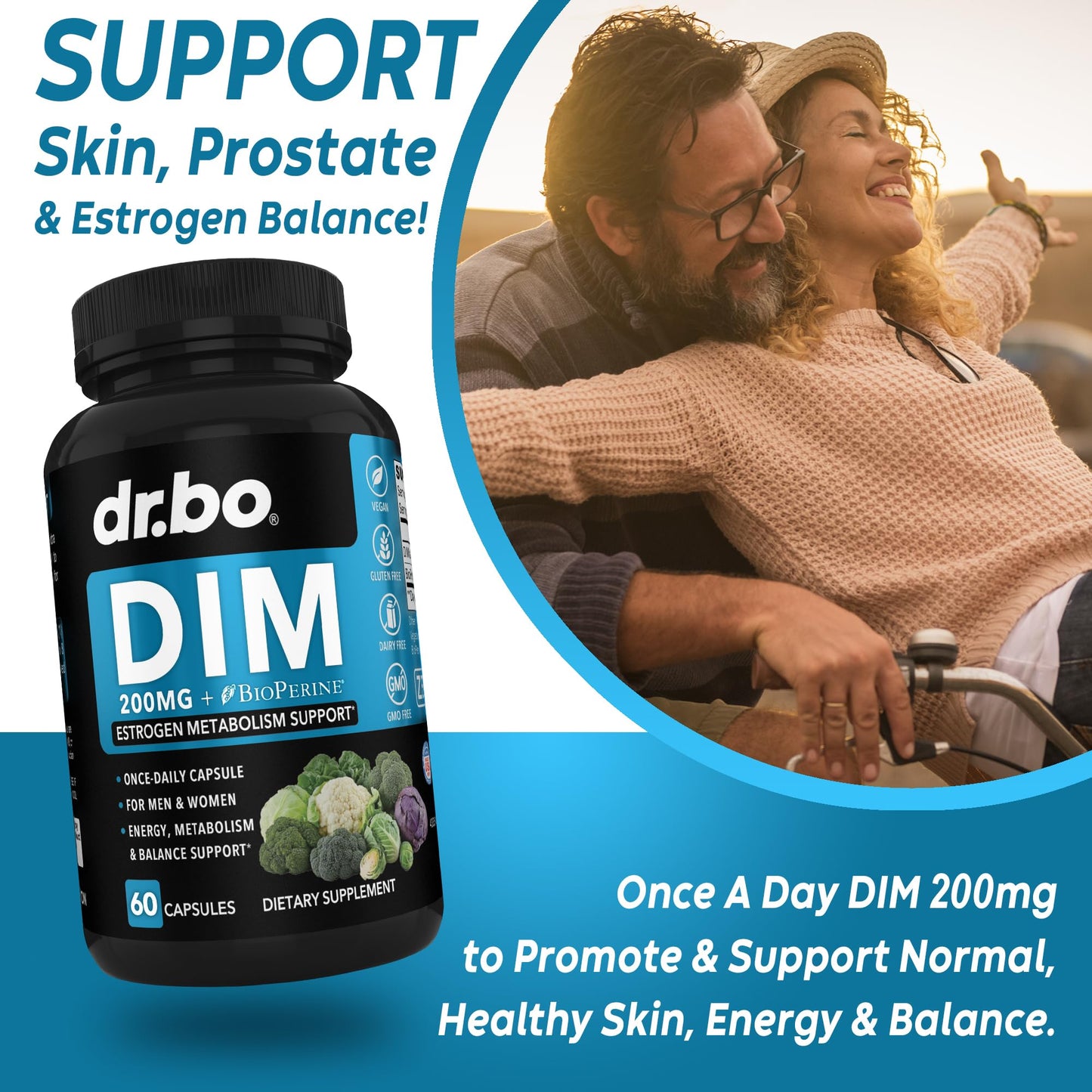 DR. BO Diindolylmethane (DIM) Supplement 200mg, Capsule, 60 Count