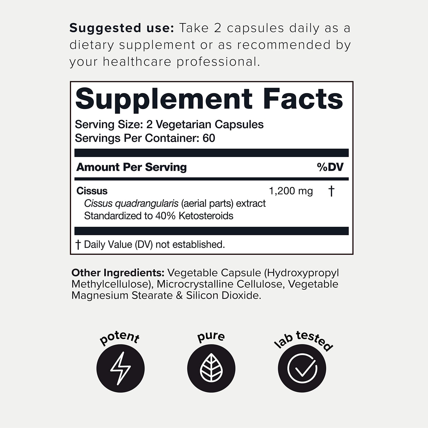 Toniiq Cissus Quadrangularis Capsules, 1200mg Concentrated Cissus Extract, 120 Capsules