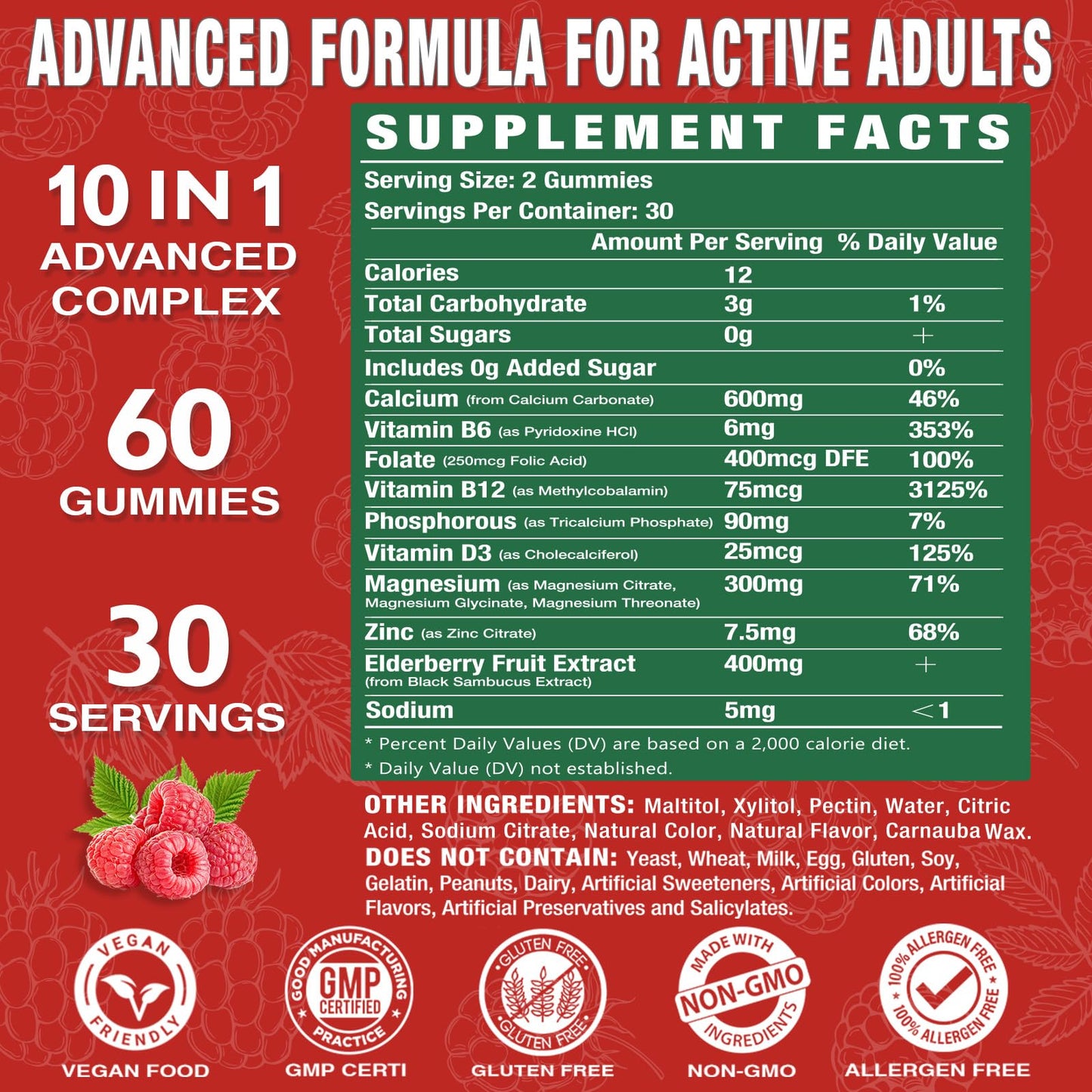 Putaojun High Absorption Calcium Magnesium Zinc Gummies with Vitamin D3, 60 Gummies