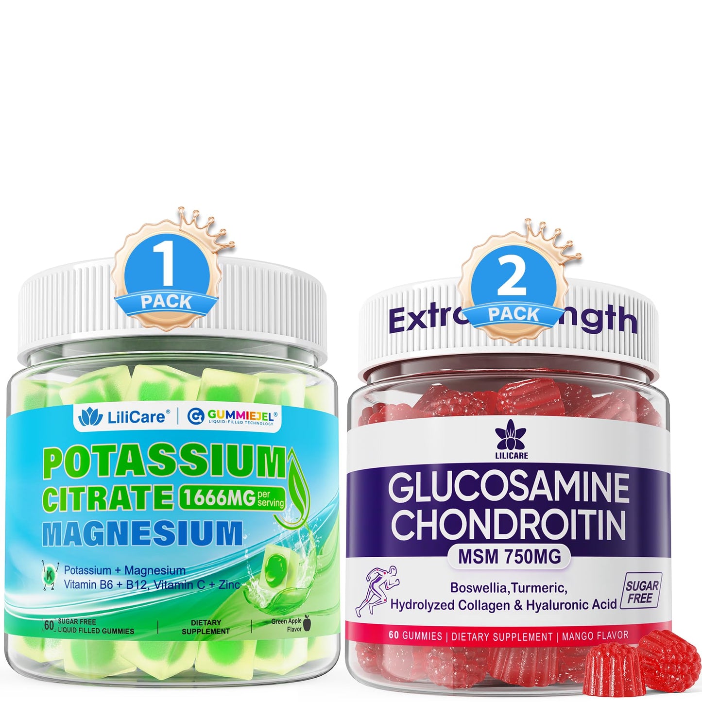 LILICARE Glucosamine, Potassium Magnesium, 180 Gummies