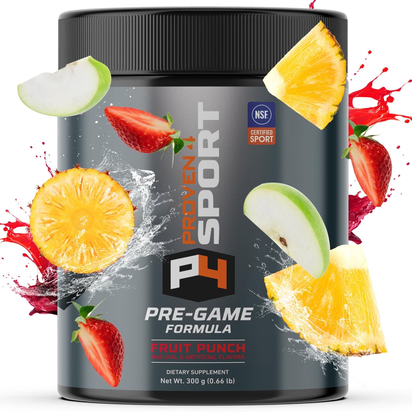 Proven4 Sport Pre Workout Powder with Creatine, Beta-Alanine and Caffeine, NSF Certified, Fruit Punch, 10.58 Ounce