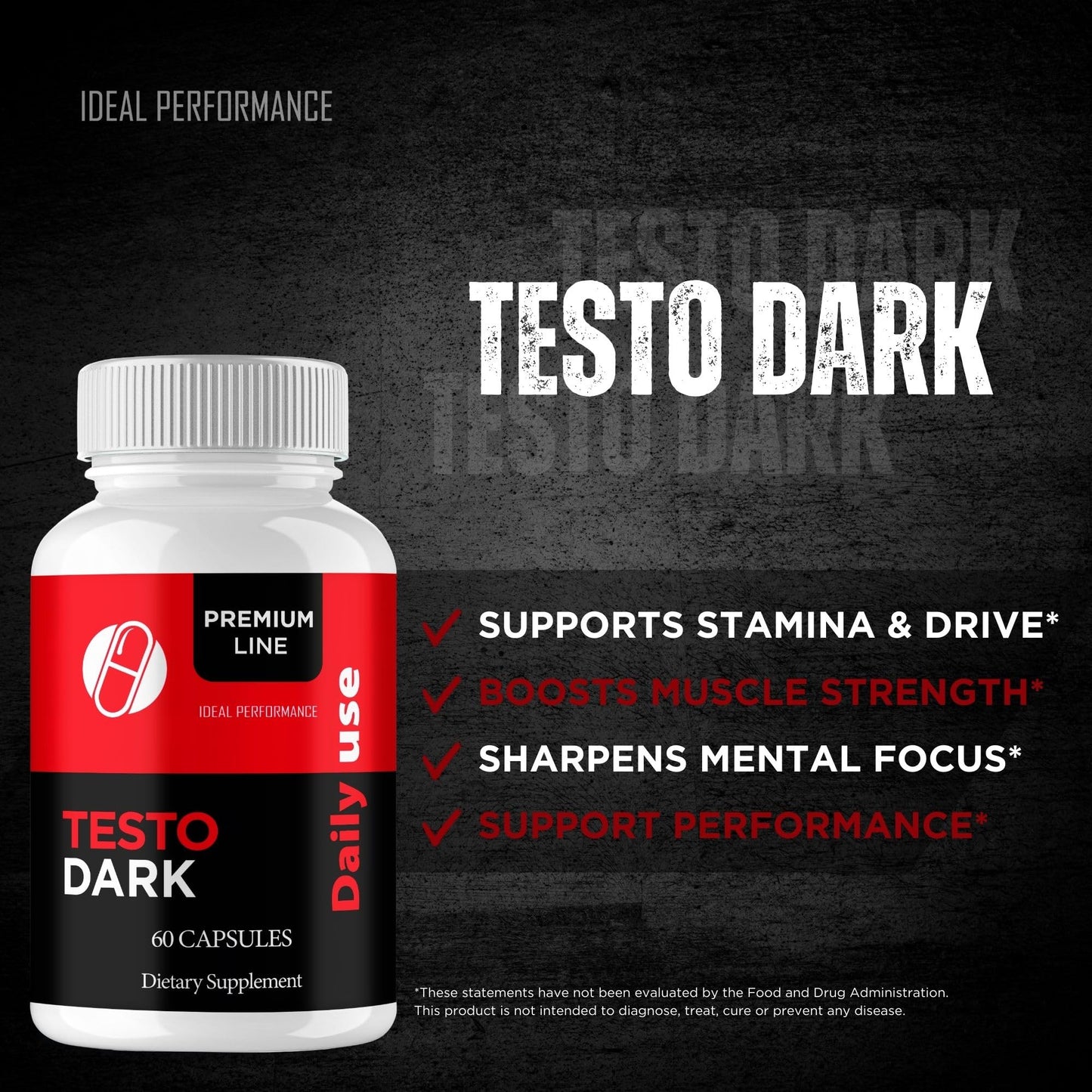 IDEAL PERFORMANCE TestoDark Capsules, 180 Capsules