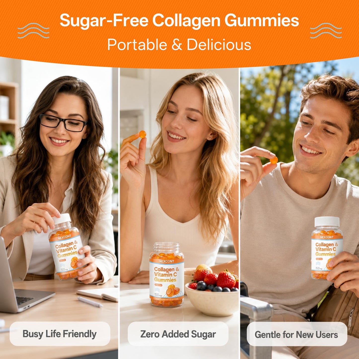 Oopeatol Collagen Gummies with Vitamin C & Type I Marine Peptides, 60 Count