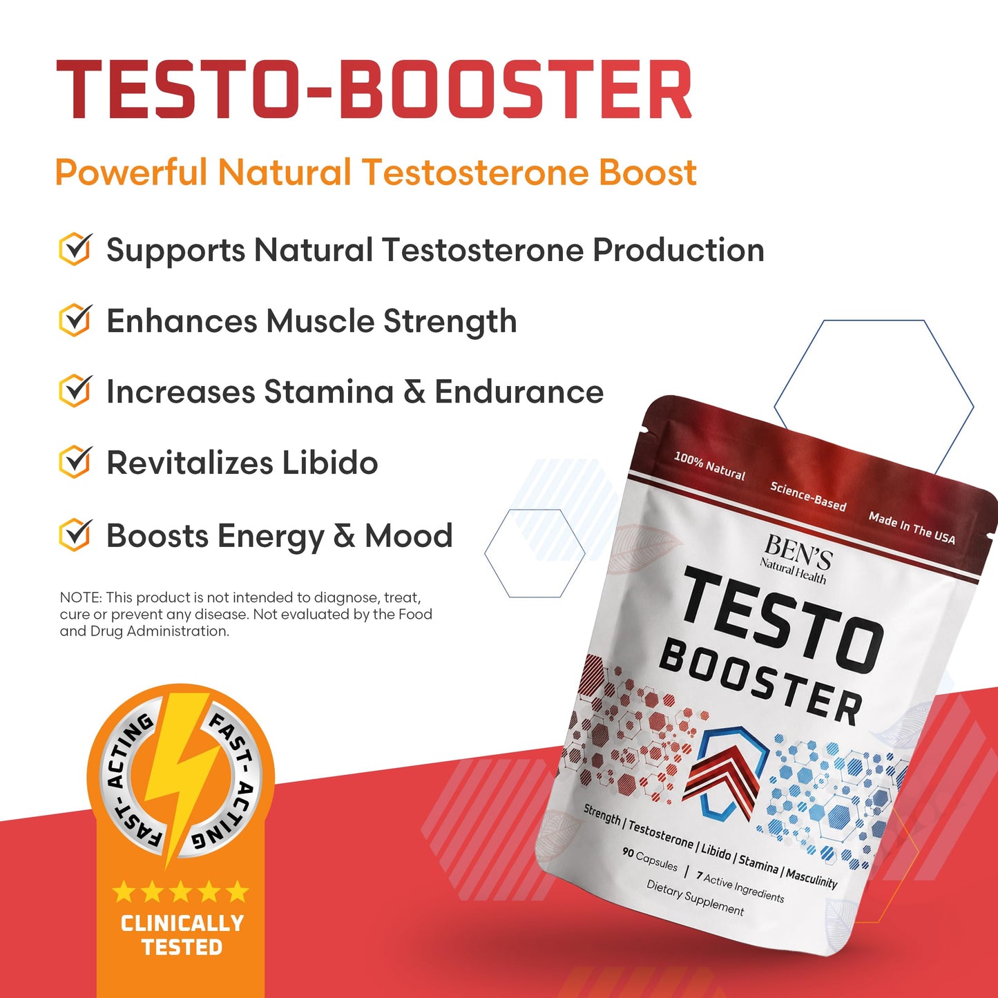 Ben's Natural Health Testo Booster Capsules, 90 Capsules
