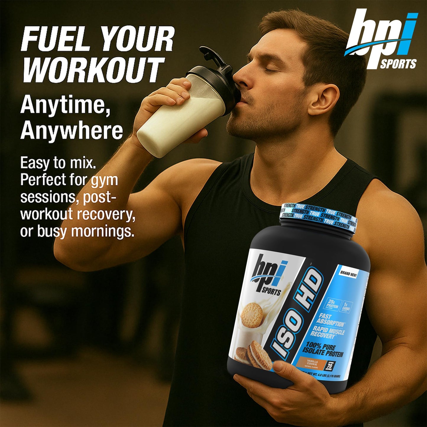 BPI Sports ISO HD Isolate Protein Powder, Vanilla Cookie, 76.8 Servings