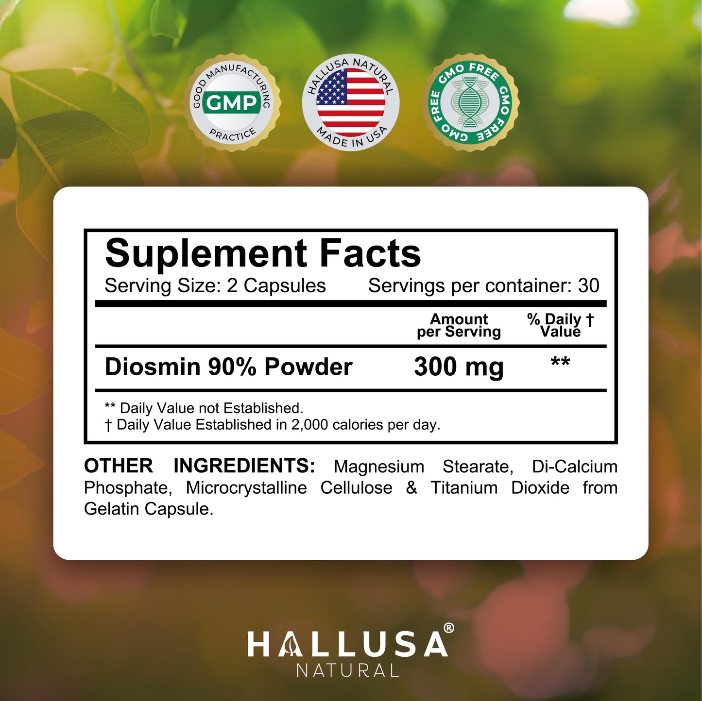 Hallusa Natural Diosmin Circulation Capsule, 60 Count