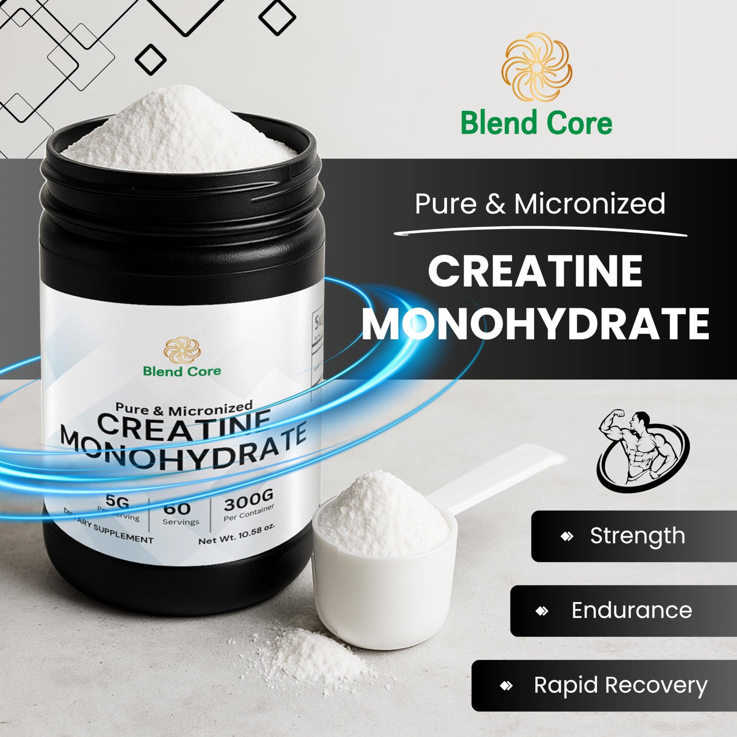 Blend Core Creatine Monohydrate Micronized Powder 10.58 Ounce