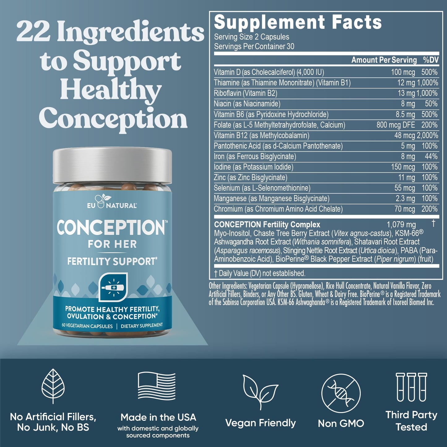 Eu Natural Conception for Her & Conception for Him Bundle Capsules, 120 Count