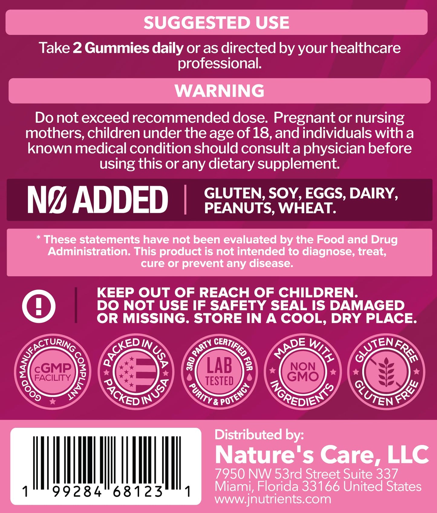 Just Nutrients Women's Probiotic Gummies with Prebiotics, 60 Gummies
