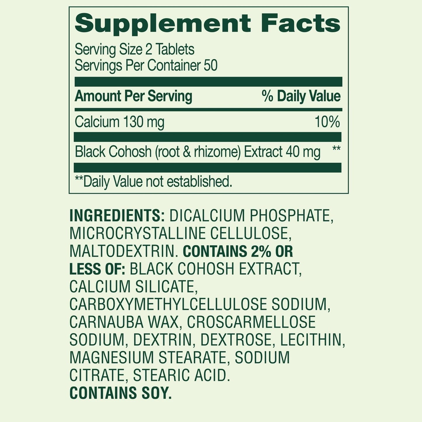 Generic Black Cohosh Dietary Supplement Tablets 40 mg, 100 Count