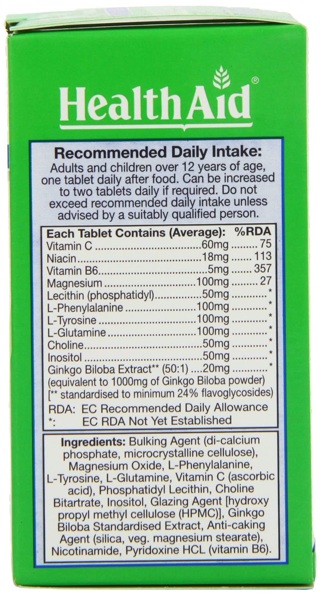 HealthAid NeuroForte Amino Acid B Vitamin Complex Tablets 30 Count