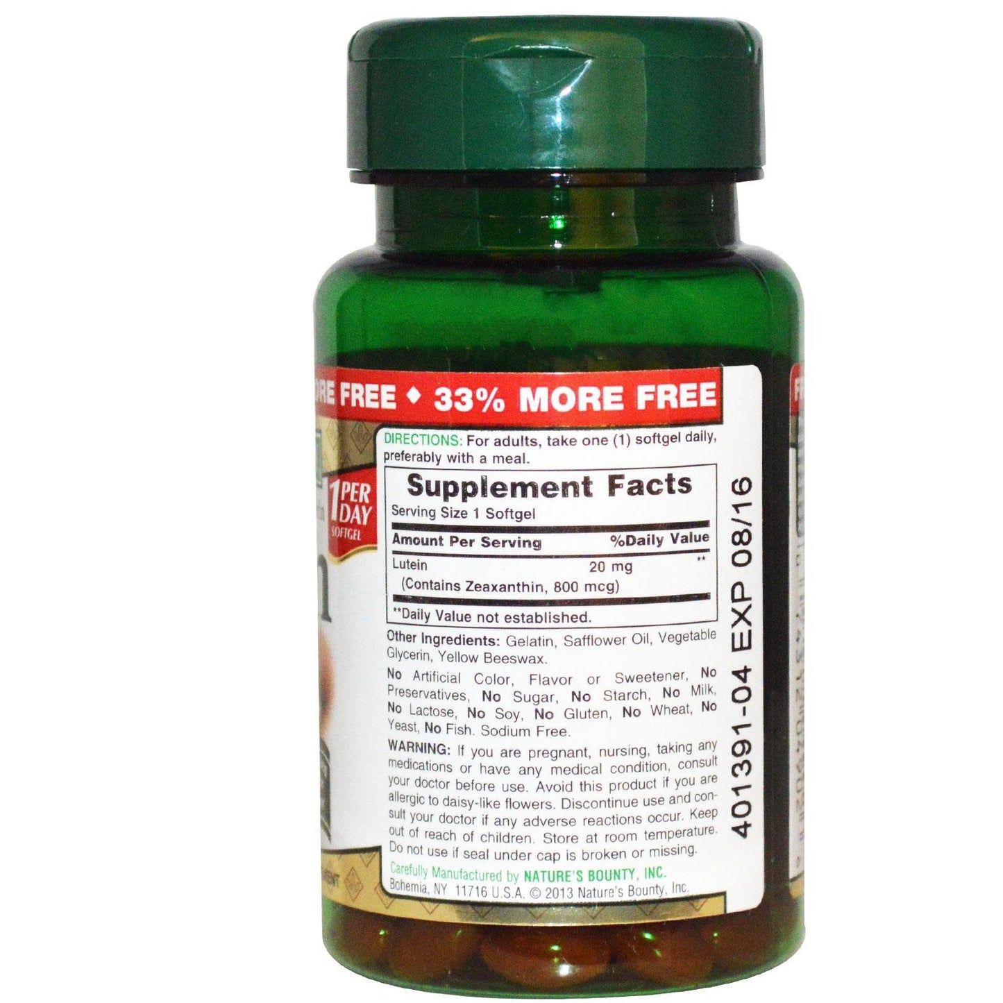 Nature's Bounty Lutein 20mg Softgels 80