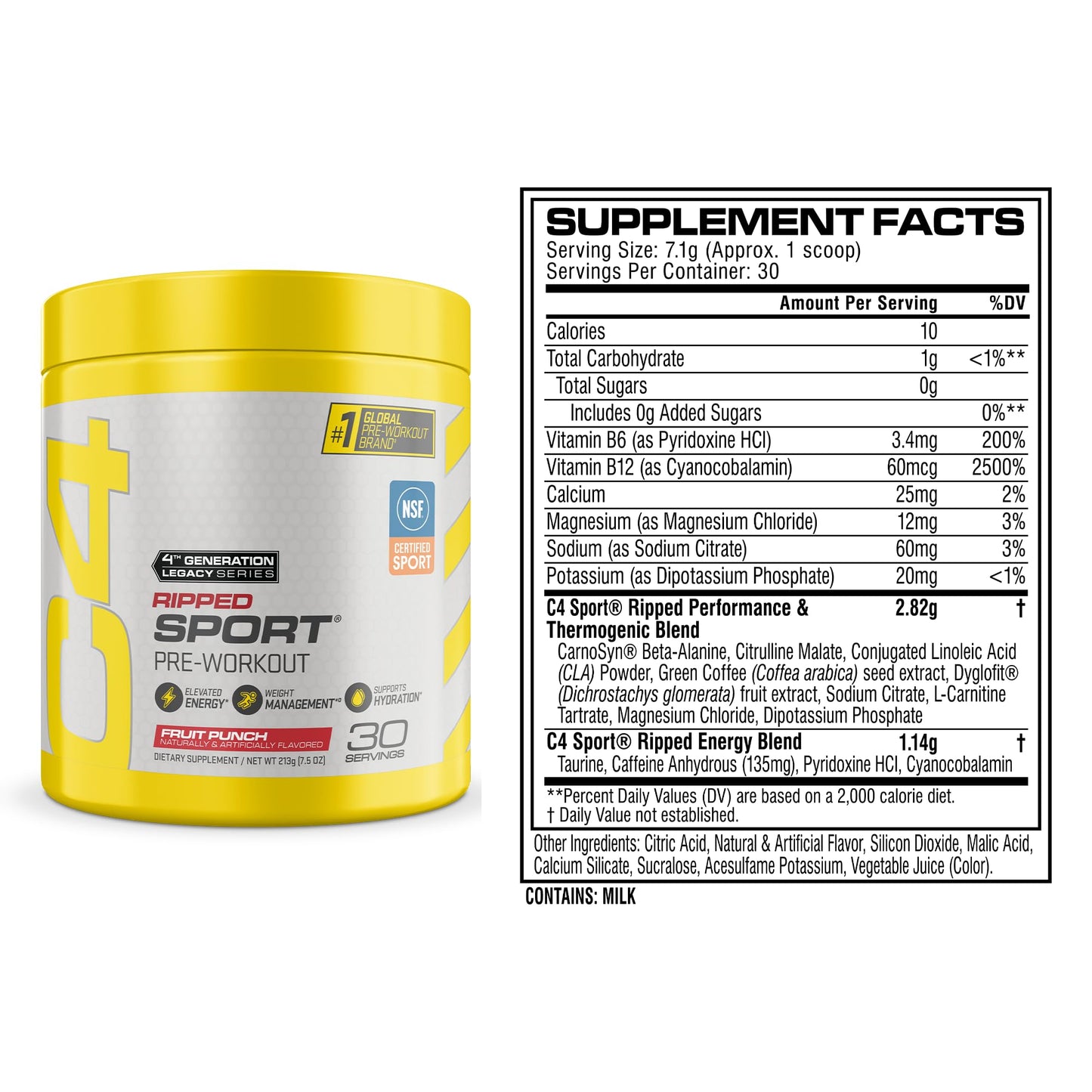 C4 Ripped Sport Pre Workout Powder 7.5 Ounce