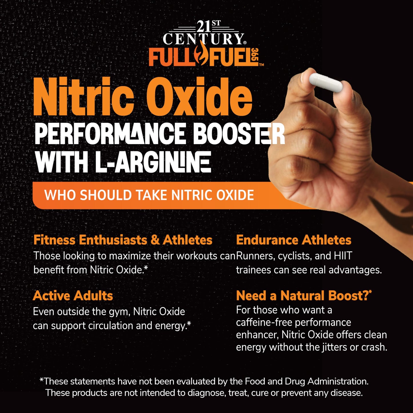 21st Century Full Fuel 365 Nitric Oxide Performance Booster with L-Arginine Capsule, 120 Count