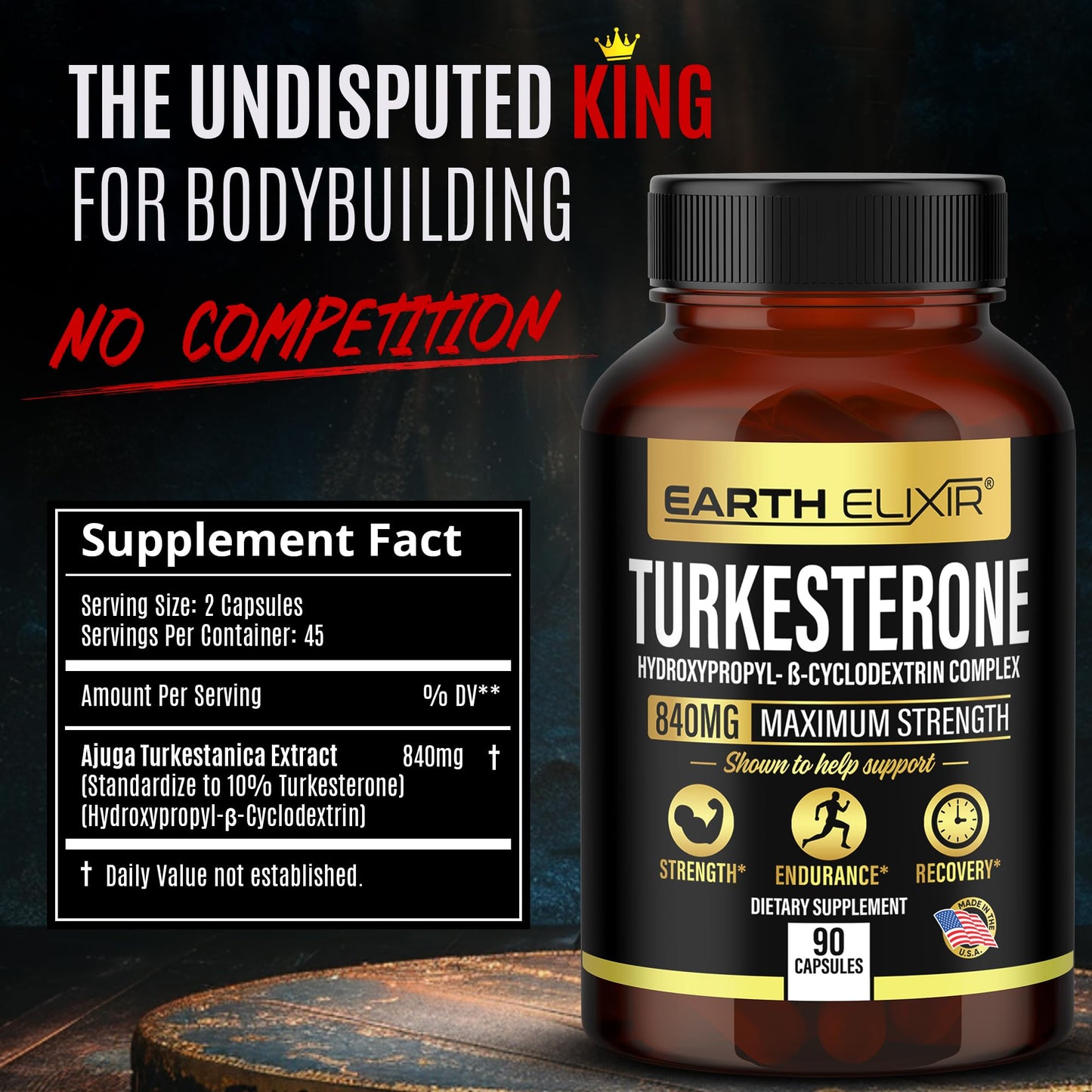 Earth Elixir Turkesterone 840 mg Capsule 90 Count