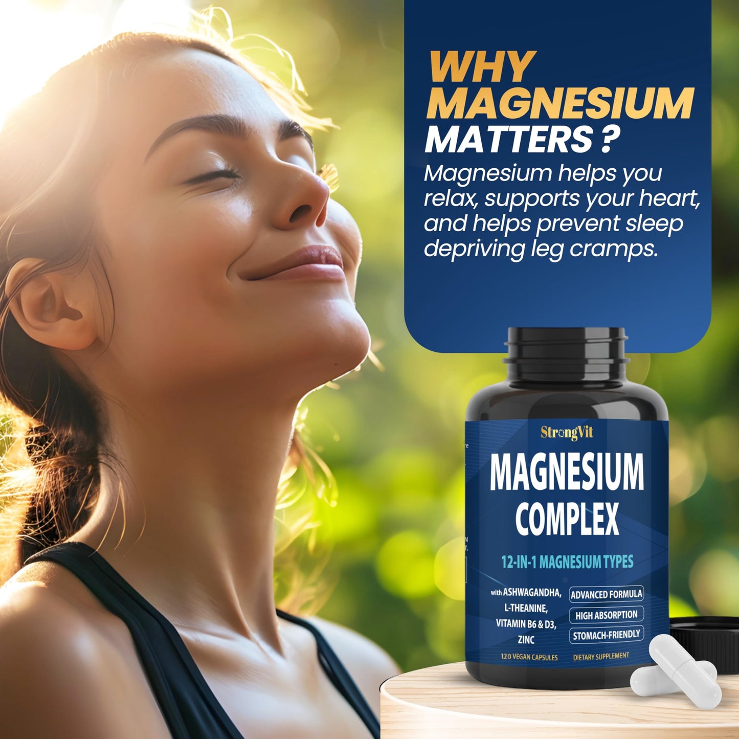 StrongVit 1000mg Magnesium Complex Capsule, 120 Count