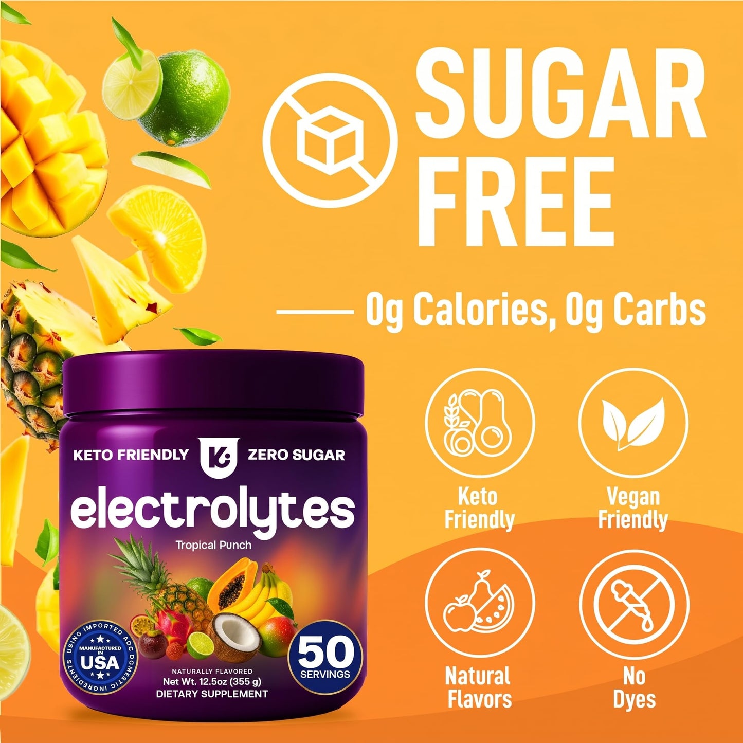 Keppi Sugar Free Electrolytes Powder Tropical Punch 12.5 oz