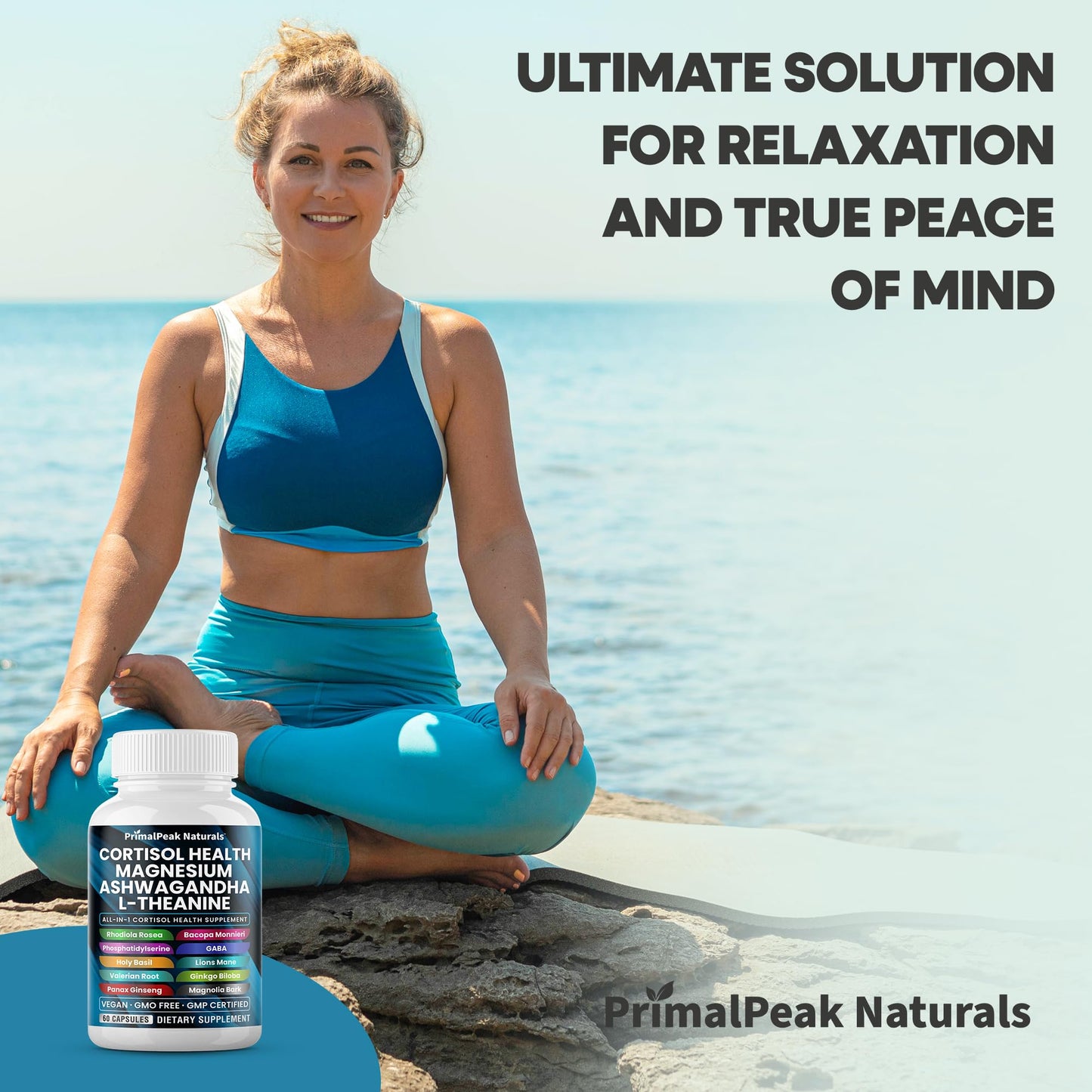PrimalPeak Naturals Cortisol Supplements Capsules 60 Count