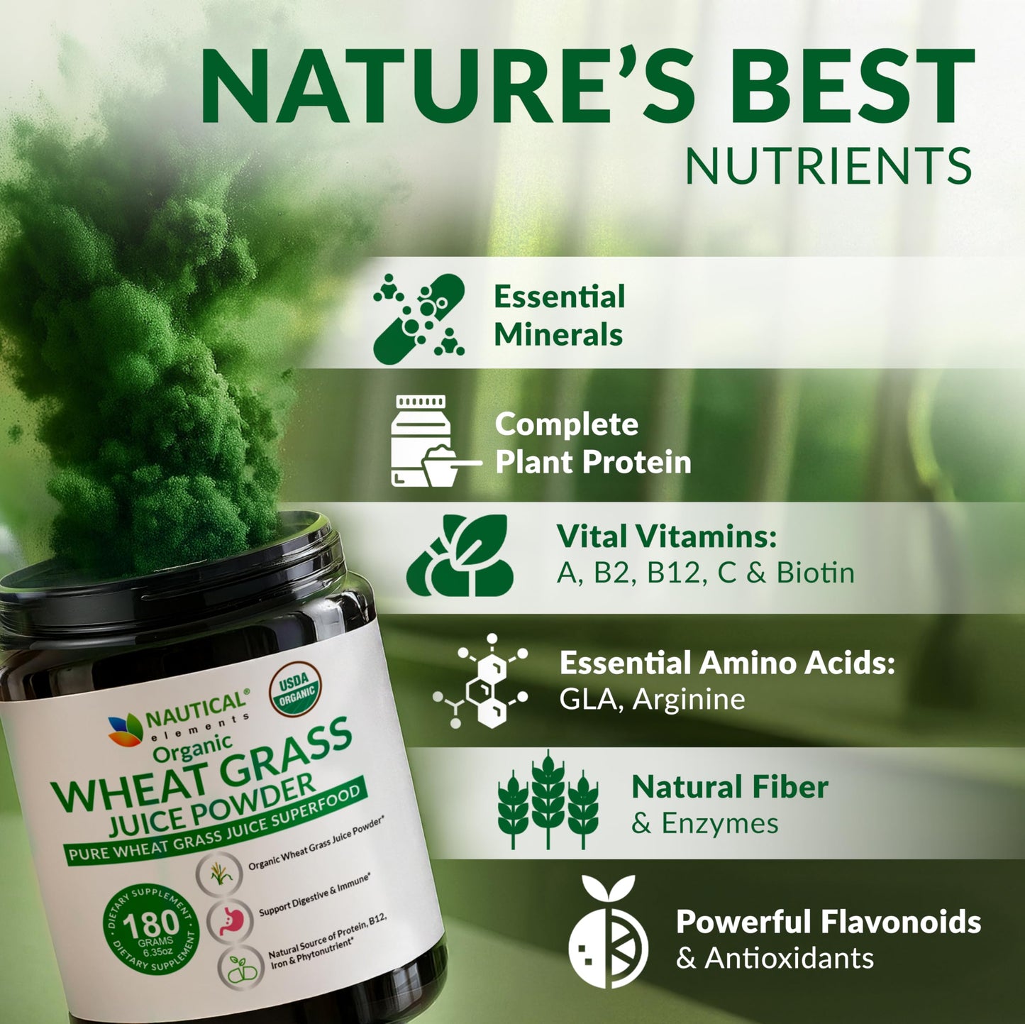 Nautical Elements Organic Wheat Grass Powder 6.35 oz